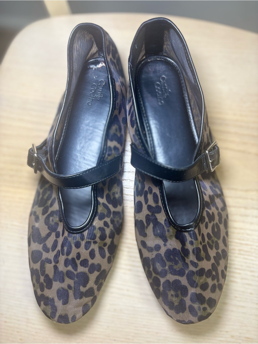 Camila Coelho Leopard Print Mary Jane Flats - Brown/Black